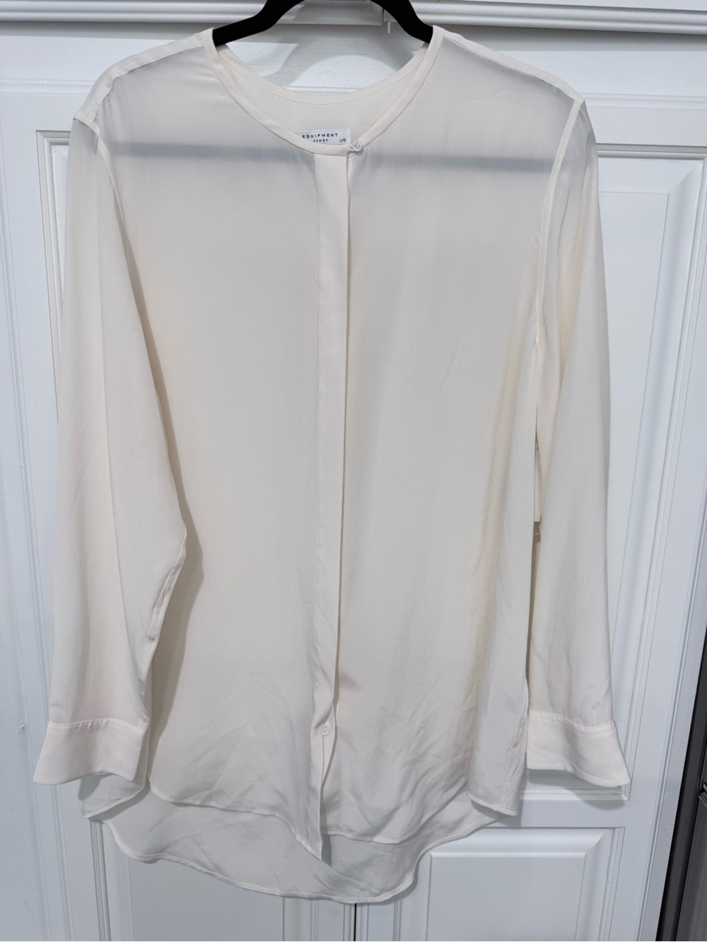 Equipment Cream Silk Hidden-Button Long-Sleeve Blouse